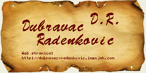 Dubravac Radenković vizit kartica